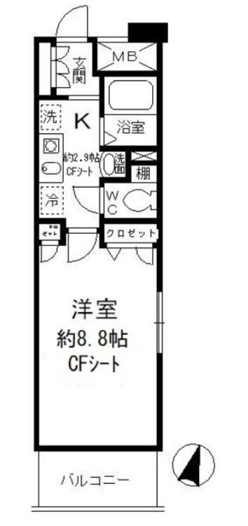 エステルハージー(1K/3階)の間取り写真