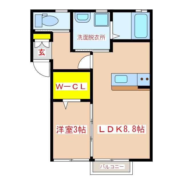 URANUSA(1LDK/1階)の間取り写真