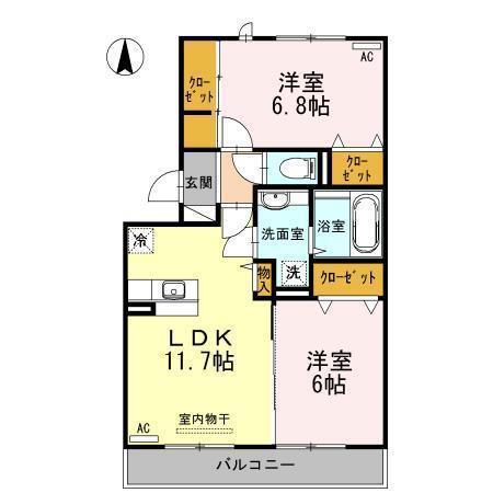 プランドール.I III(2LDK/3階)の間取り写真