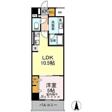 リモナーデ府内(1LDK/7階)の間取り写真