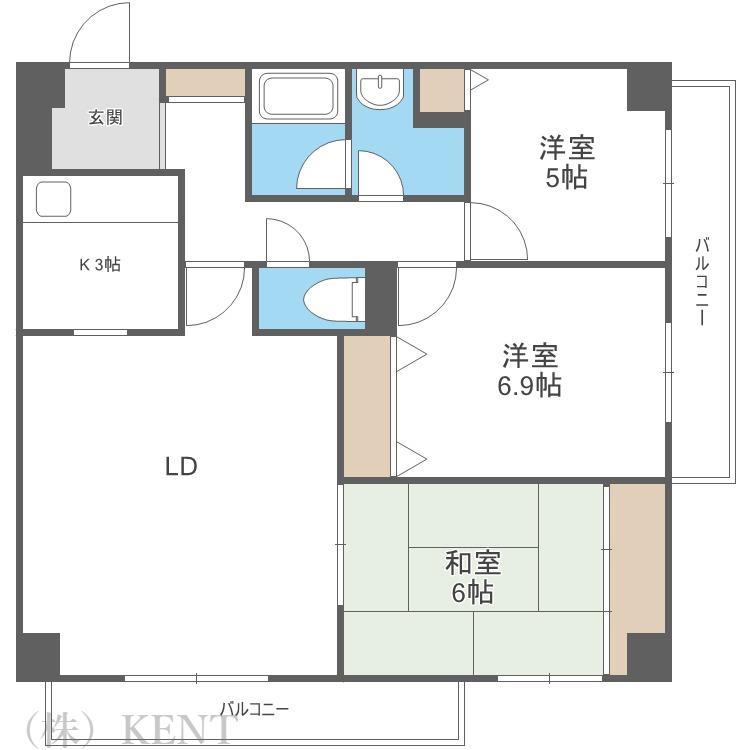 デラシオン協和III(3LDK/3階)の間取り写真