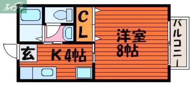 プロムナード下伊福(1K/2階)の間取り写真
