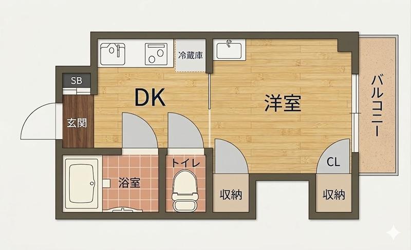 三熊ハイツ渚3号(1LDK/2階)の間取り写真