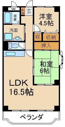 ウエストコート(2LDK/3階)の間取り写真