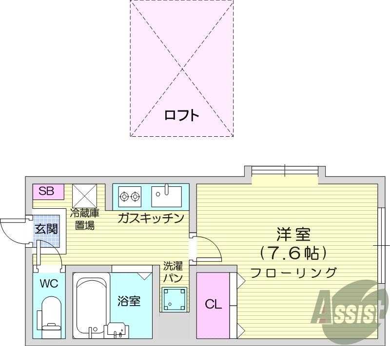 シンフォニー萩ヶ丘(1K/1階)の間取り写真