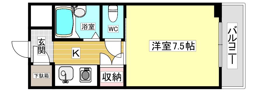 エトールIII(1K/1階)の間取り写真