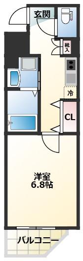 MAXIV東府中DUE(1K/2階)の間取り写真