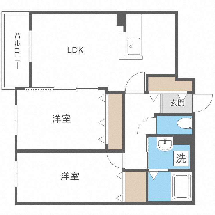 CLOVER大谷地(2LDK/2階)の間取り写真