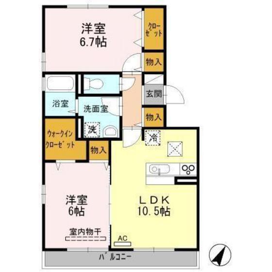 パティオにしはら(2LDK/1階)の間取り写真