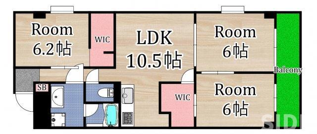 メゾン・ド・ヴィオレット(3LDK/7階)の間取り写真