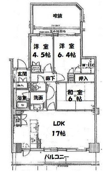 パークハイム元城(3LDK/4階)の間取り写真
