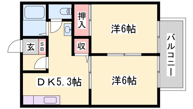 パルハイムA(2DK/1階)の間取り写真