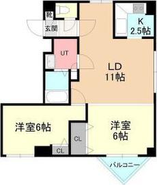 恒志堂手稲ビルI(2LDK/4階)の間取り写真
