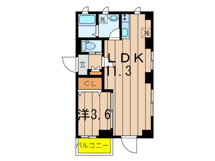 SOARE祐天寺(1LDK/1階)の間取り写真