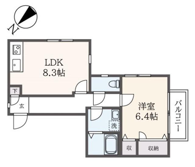 ベルウッド(1LDK/3階)の間取り写真