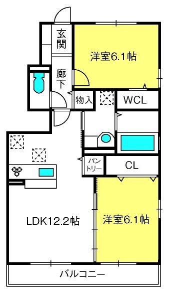 ルーエ雅(2LDK/1階)の間取り写真