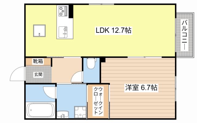 シャーメゾンK(1LDK/1階)の間取り写真