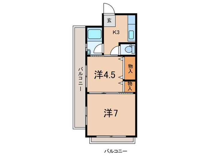 RHYTHM魚崎(2K/3階)の間取り写真