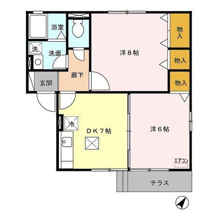 アルクールA・B・C・D(2DK/1階)の間取り写真