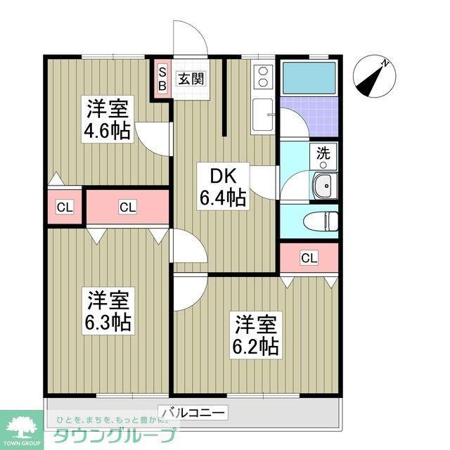 西門前パナハイツ(3DK/1階)の間取り写真
