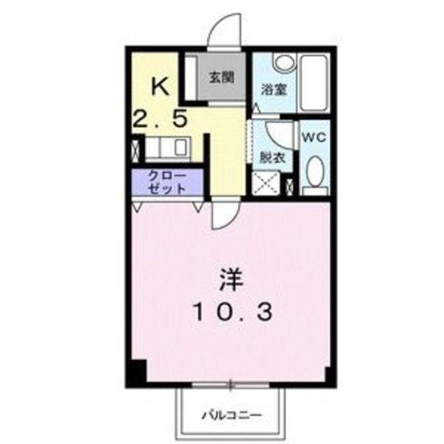 ソレアードII(1K/1階)の間取り写真
