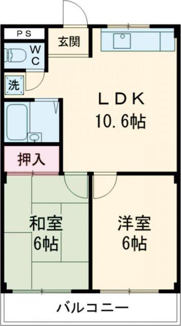 中村ハイツ(2LDK/2階)の間取り写真