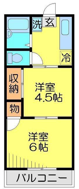 ハイツ溝端(2K/1階)の間取り写真