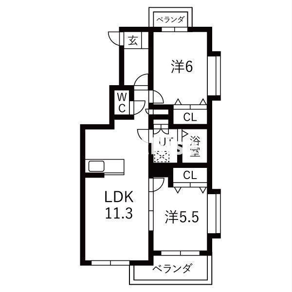 セントルシア(2LDK/1階)の間取り写真
