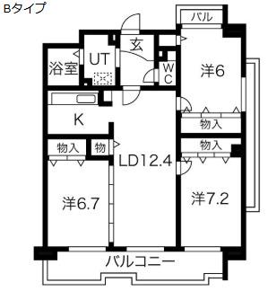 ふじハイツ(3LDK/8階)の間取り写真