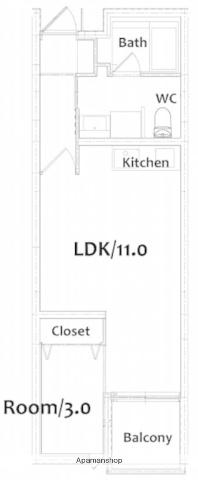 APARTMENT結(1LDK/1階)の間取り写真