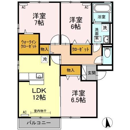 リビングタウン皆生新田 A棟(3LDK/3階)の間取り写真