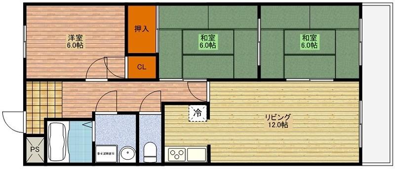 リヴェール郡(3LDK/2階)の間取り写真