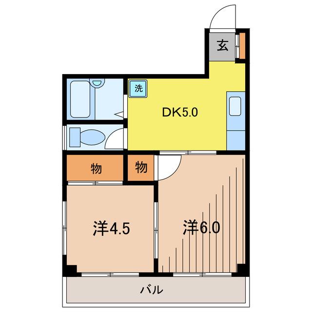 カーサNAKAMURAYA(2DK/2階)の間取り写真