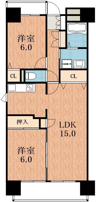 東部市場前レジデンス(2LDK/5階)の間取り写真
