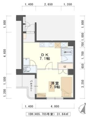 IN-TOWNER二日町(1DK/7階)の間取り写真