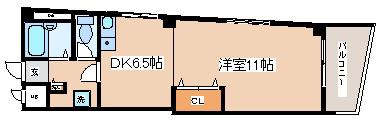 ローレル新神戸(1DK/11階)の間取り写真