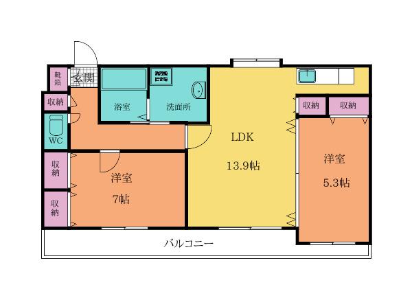 ニューサンリバー11番館(2LDK/8階)の間取り写真