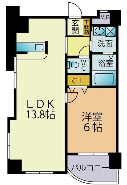 アイヴェール平尾(1LDK/5階)の間取り写真
