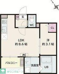 JACK KOYOIII(1LDK/3階)の間取り写真