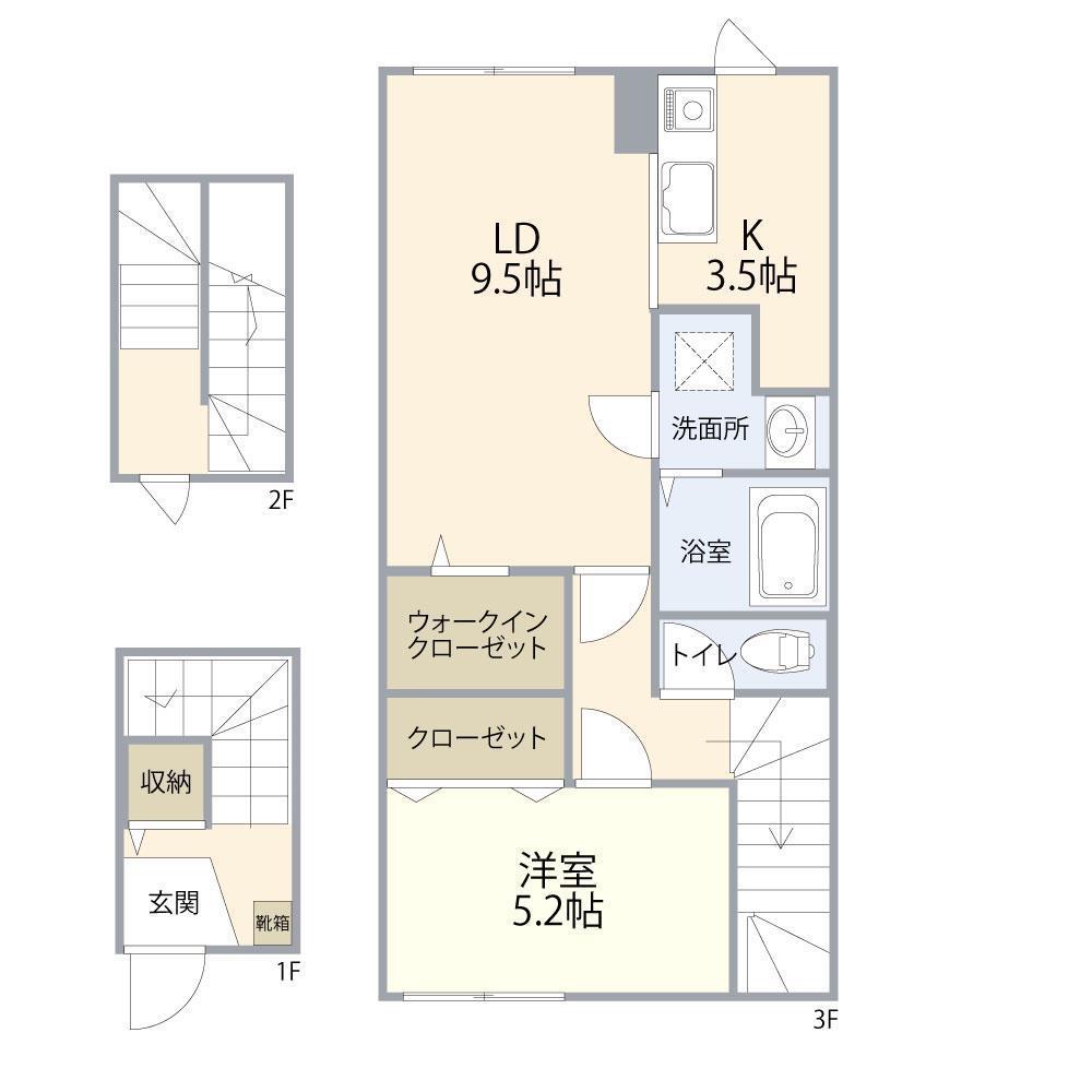 ユーゲント(1LDK/3階)の間取り写真
