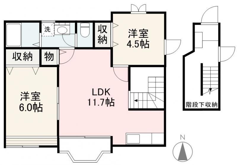 グリーンエコーC(2LDK/2階)の間取り写真