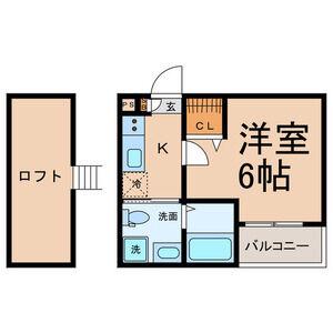 クレア名西 (1K/2階)の間取り写真