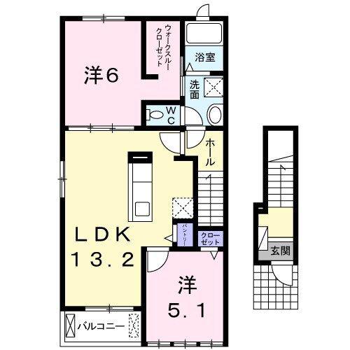 プラシード(2LDK/2階)の間取り写真
