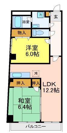 ハイウエスト(2LDK/2階)の間取り写真