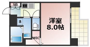 リンクス大阪城イーストレジデンス(1K/7階)の間取り写真