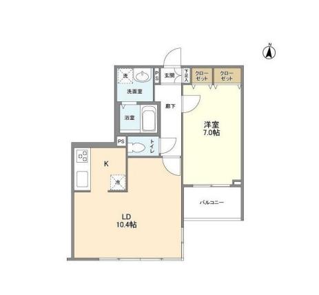 CASSIA錦糸町サウス COURT(1LDK/6階)の間取り写真