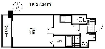 ツルトスコⅡ番館(1K/6階)の間取り写真