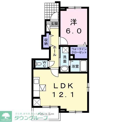 プリムヴェール2番館(1LDK/1階)の間取り写真