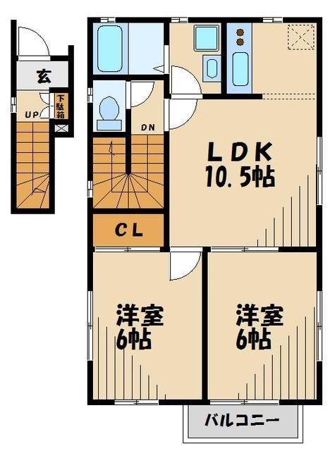 ソレアード(2LDK/2階)の間取り写真