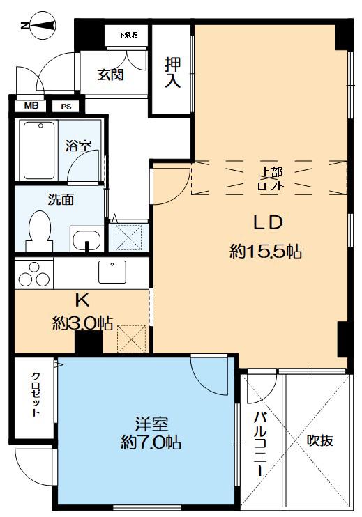 パレ武庫之荘本町(1SLDK/5階)の間取り写真